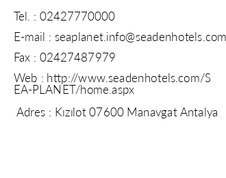Sea Planet Resort & Spa iletiim bilgileri